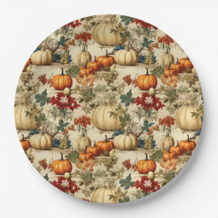 Assiettes En Carton Floral Thanksgiving Motif Vintage (10)