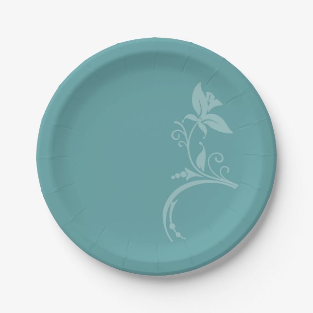 Assiettes En Carton Floral turquoise (Devant)