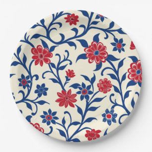 Assiettes En Carton Floral Vintage Élégant 4 Juillet Plaque de papier