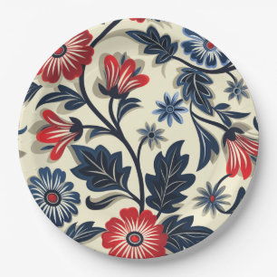 Assiettes En Carton Floral Vintage Élégant 4 Juillet Plaque de papier