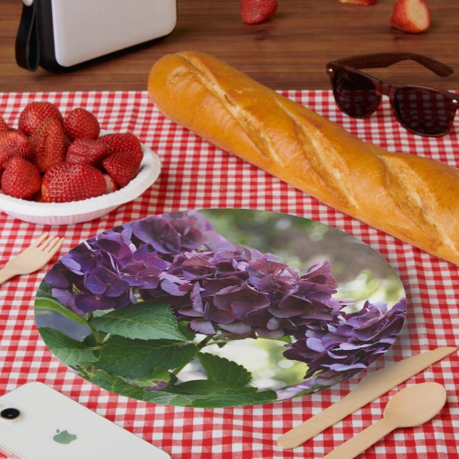 Assiettes En Carton Floral Violet rouge Hydrangea (Pique-nique)