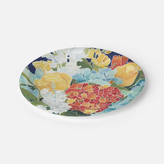 Assiettes En Carton Florals II de minuit (Angle)