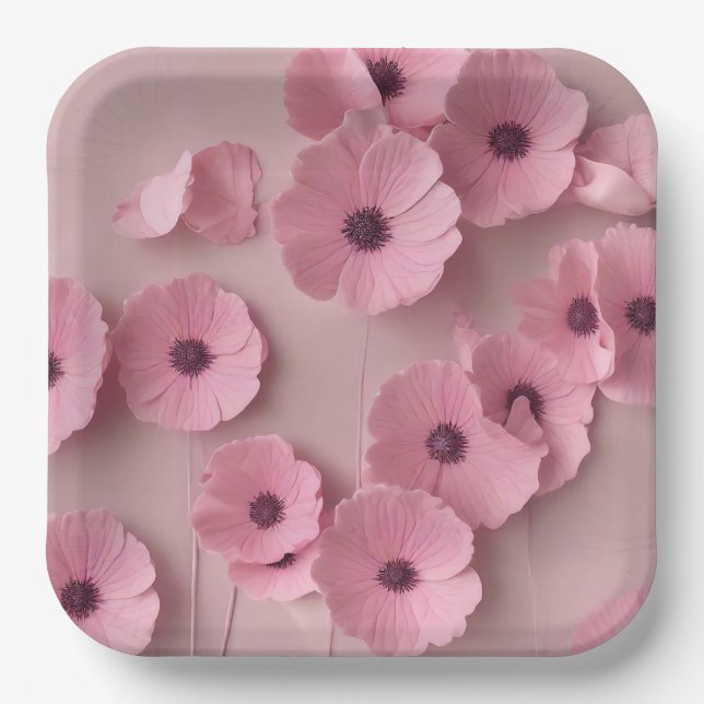 Assiettes En Carton Flore rose d'Hydrangée (Recto)