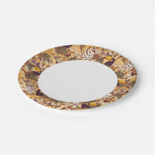 Assiettes En Carton Flore tropicale avec tigre