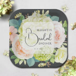 Assiettes En Carton Flores d'aquarelle sur Fête des mariées Brown<br><div class="desc">Belle aquarelle blanche et verte hydrangées,  roses roses et crème,  marguerites,  petites fleurs et feuilles sur marron,  personnalisez ces plaques de papier pour votre douche nuptiale,  fiançailles,  mariage ou toute occasion avec vos détails en lettrage chic. CORRESPONDANCE d'objets dans notre collection.</div>