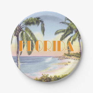 Assiettes En Carton Florida Beach Scene style vintage
