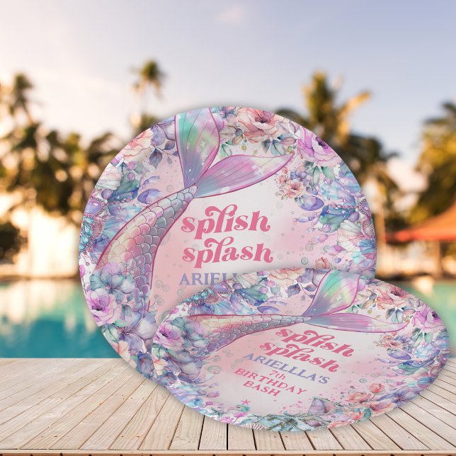 Assiettes En Carton Flower Glitter Mermaid Tail 7th Birthday (Créateur téléchargé)