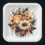 Assiettes En Carton Flowering Bouquet<br><div class="desc">A Beautiful Paper Plate Of A Fall Floral Bouquet Of Orange,  Yellow And White Flowers For Any Occasion</div>