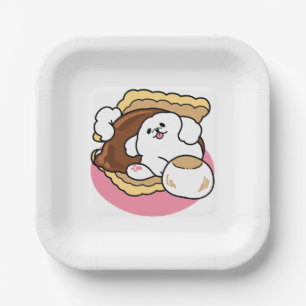 Assiettes En Carton Fluffier Tha’more - Chien mignon et Pun de dessert
