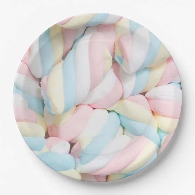Assiettes En Carton Fluffy Marshmallow Twists Candy (Devant)