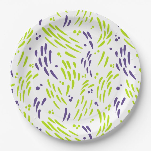 Assiettes En Carton Flux de chaux vert et pourpre (Devant)