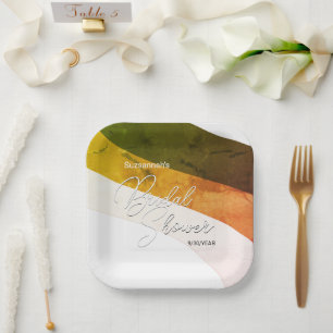Assiettes En Carton Flux de crème d'or vert de forêt rustique personna