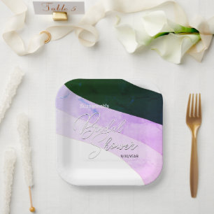 Assiettes En Carton Flux ombragés violet vert Boho Personnalisé