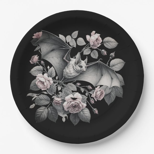 Assiettes En Carton Flying Bat Halloween (Devant)