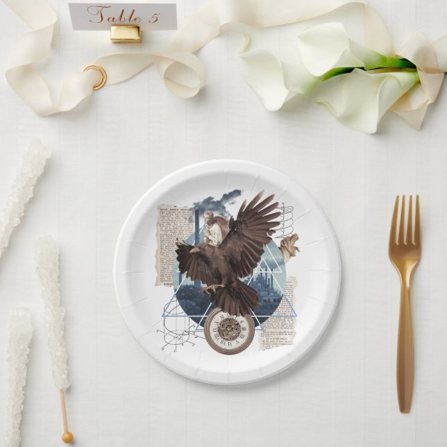 Assiettes En Carton Flying Eagle avec plusieurs autres éléments collag (Mariage)