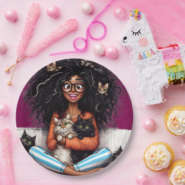 Assiettes En Carton Folle des chats  (Fête)