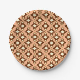 Assiettes En Carton Fond d'écran Art Déco Motif, corail et Brown