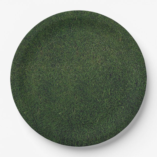 Assiettes En Carton Fond d'herbe verte (Devant)
