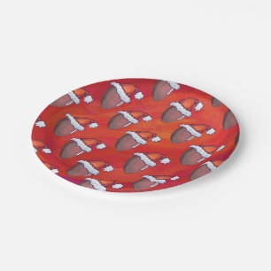 Assiettes En Carton Football à Santa Hat sur Rouge