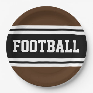 Assiettes En Carton FOOTBALL Athlétique Brown Noir Blanc Racing Stripe