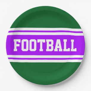 Assiettes En Carton FOOTBALL Bright Purple Vert Blanc Blanc Rouge Rayu