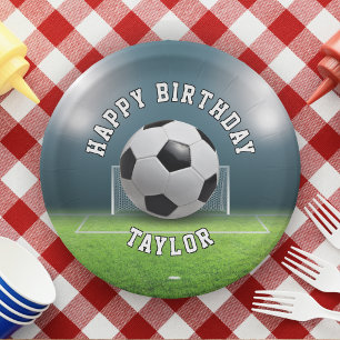 Assiettes En Carton Football de terrain de football sport heureux anni