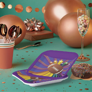 Assiettes En Carton Football Design avec Stars Vibrant Sports Ventilat