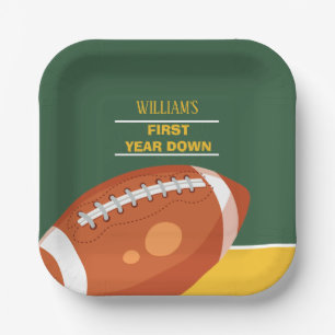 Assiettes En Carton Football Rétro Première année en bas Anniversaire