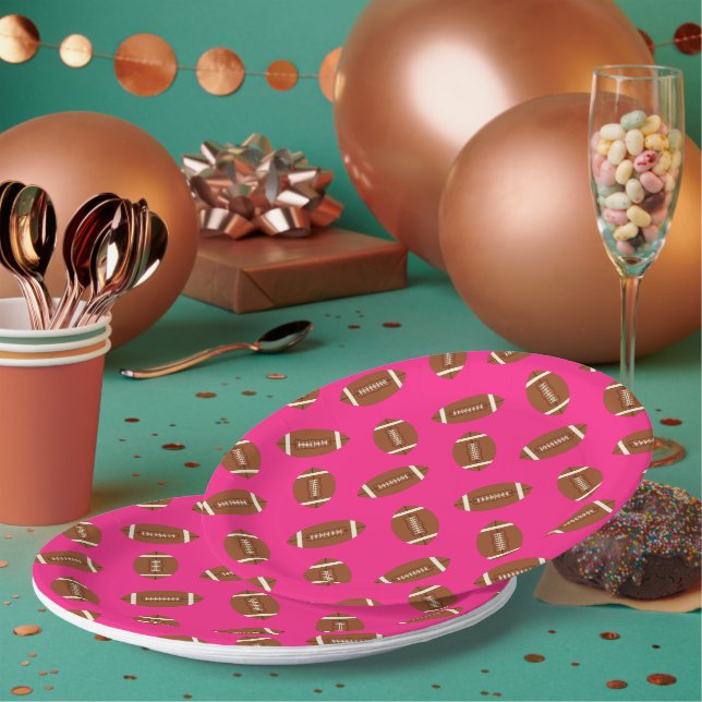 Assiettes En Carton Football Sports Anniversaire fête rose (Multi)
