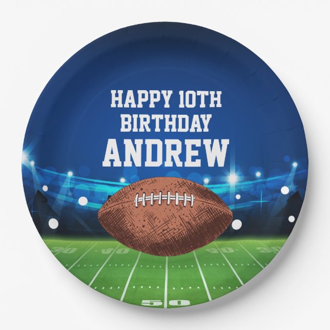 Assiettes En Carton Football Sports Happy Birthday Paper Plates (Devant)