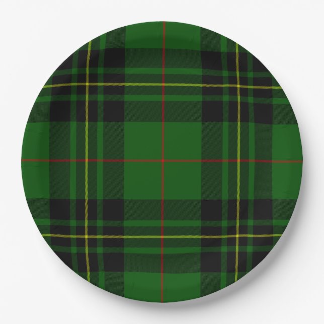 Assiettes En Carton Forbes tartan vert noir plaid (Devant)