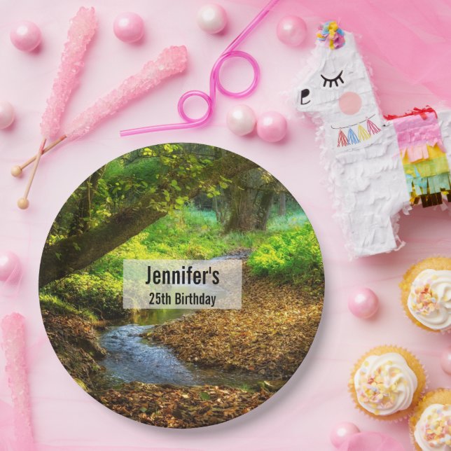 Assiettes En Carton Forest Creek Belle nature Photo Anniversaire (Fête)