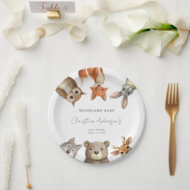 Assiettes En Carton Forêt Bois Animaux Baby shower de voyage (Mariage)