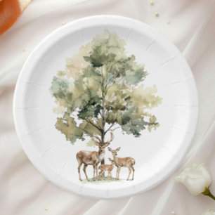 Assiettes En Carton Forêt d'animaux des bois   Baby shower de la famil