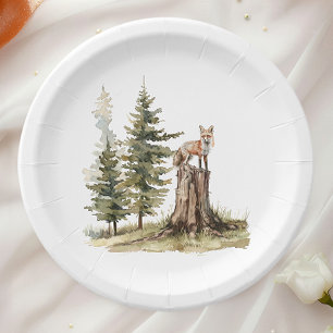 Assiettes En Carton Forêt d'animaux des bois   Baby shower Fox