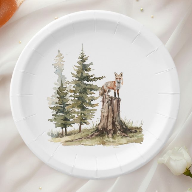 Assiettes En Carton Forêt d'animaux des bois | Baby shower Fox (Créateur téléchargé)