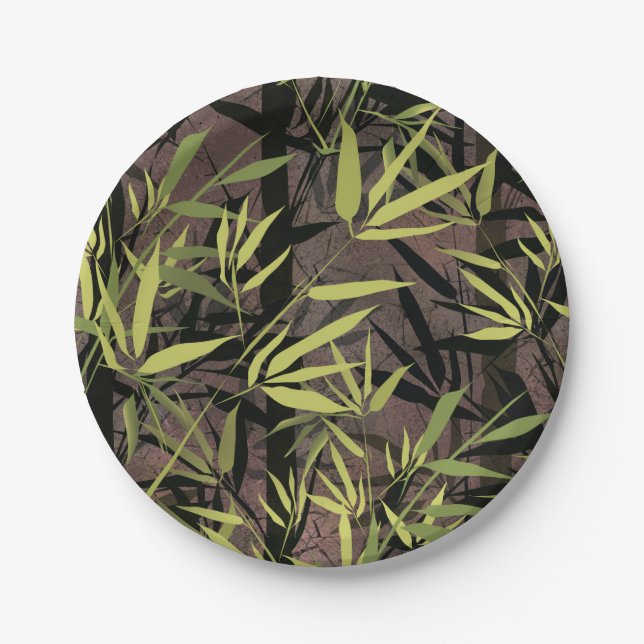 Assiettes En Carton Forêt de bambou. (Devant)