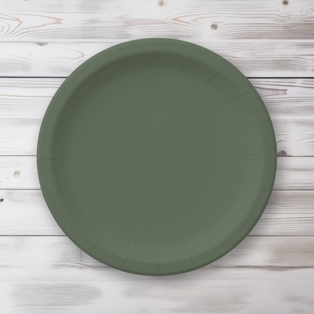 Assiettes En Carton Forêt de couleur solide Moss vert foncé (Créateur téléchargé)