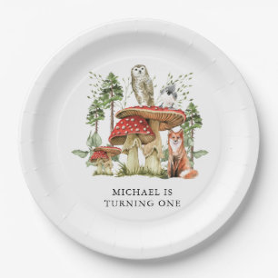 Assiettes En Carton Forêt Enchantée Bois Bois Premier anniversaire