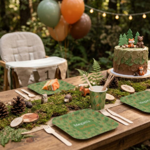 Assiettes En Carton Forêt Renard Bois Verdure Personnalisée Anniversai