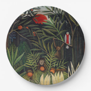 Assiettes En Carton Forêt tropicale avec singes par Henri Rousseau