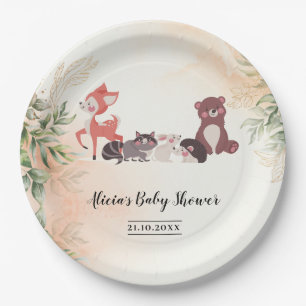 Assiettes En Carton Forêt Watercolor/Baby shower Woodland