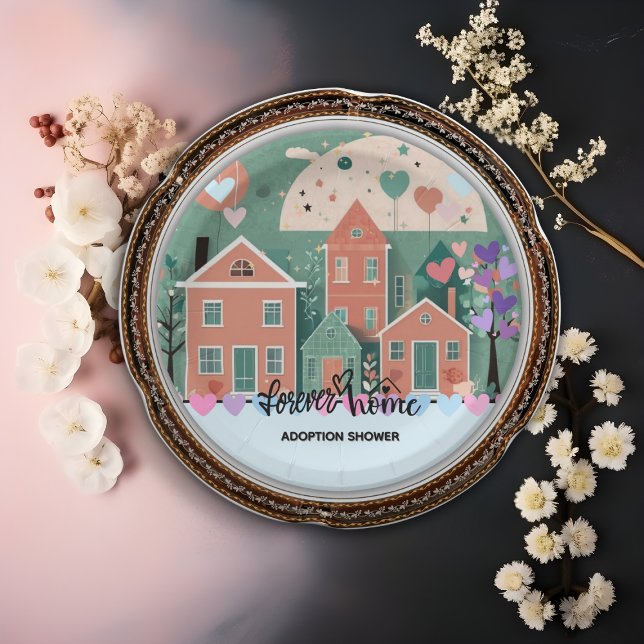 Assiettes En Carton Forever Accueil Pastel Coeurs Adoption Foster Douc (Créateur téléchargé)