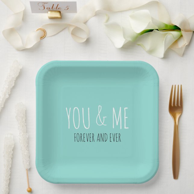 Assiettes En Carton Forever You And Me Mariage Suite Turquoise Blue Pa (Mariage)