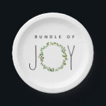 Assiettes En Carton Forfait De Serrure Verte De Joy Baby shower Neutre<br><div class="desc">Plaques en papier baby shower illustrant une couronne verte incorporée dans l'expression "paquet de joie".</div>