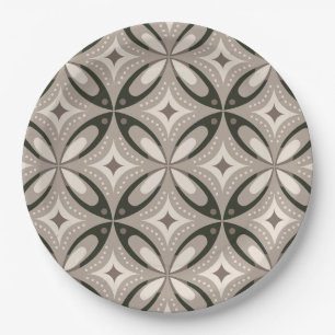Assiettes En Carton Formes circulaires rétro beige et marron