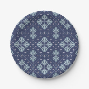 Assiettes En Carton Formes géométriques bleues à motif 