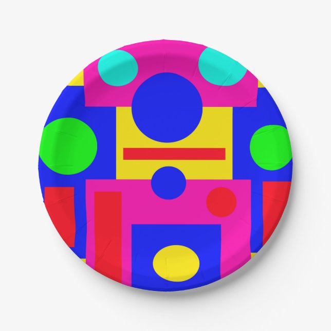 Assiettes En Carton Formes géométriques colorées (Devant)