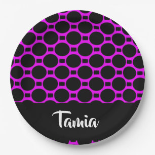 Assiettes En Carton Formes ovales rose noir