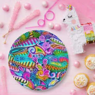 Assiettes En Carton Formes très colorées et abstraites art 9